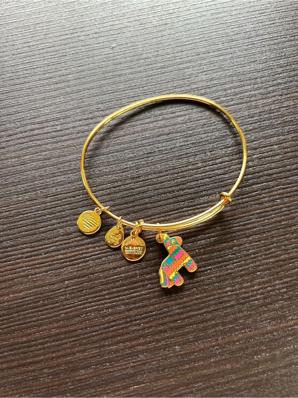 Alex and Ani Shiny Gold Tone Colorful Pinata Bangle Bracelet
